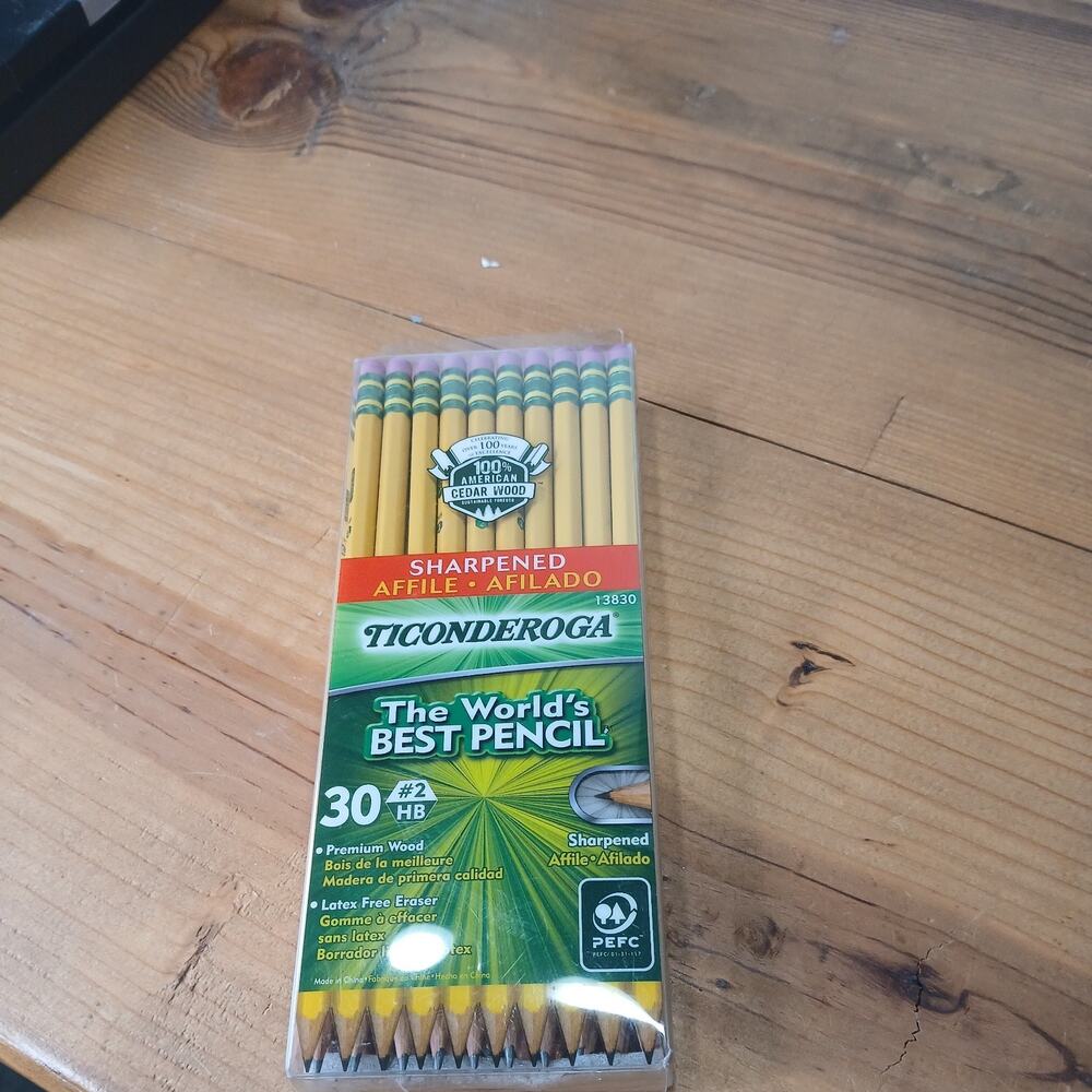Dixon Ticonderoga Wood-Cased 2HB Pencils, Pre-Sharpened, Box of 30 YELLOW